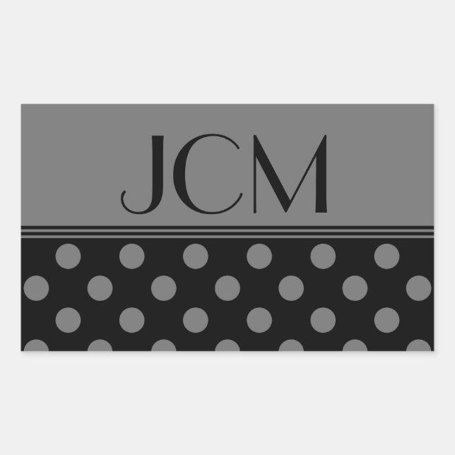 Monogram Grey/Black Polka Dot Sticker (Front)