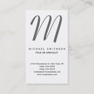 Monogram Grey Black White Consultant Business Card