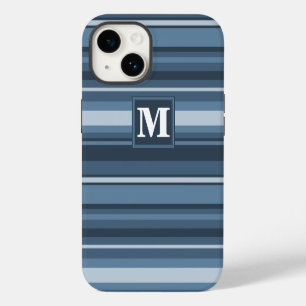 Monogram grey-blue stripes iPhone 14 case