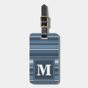 Monogram grey-blue stripes luggage tag