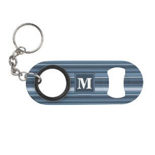 Monogram grey-blue stripes mini bottle opener