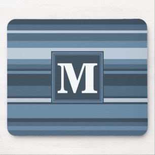 Monogram grey-blue stripes mouse pad
