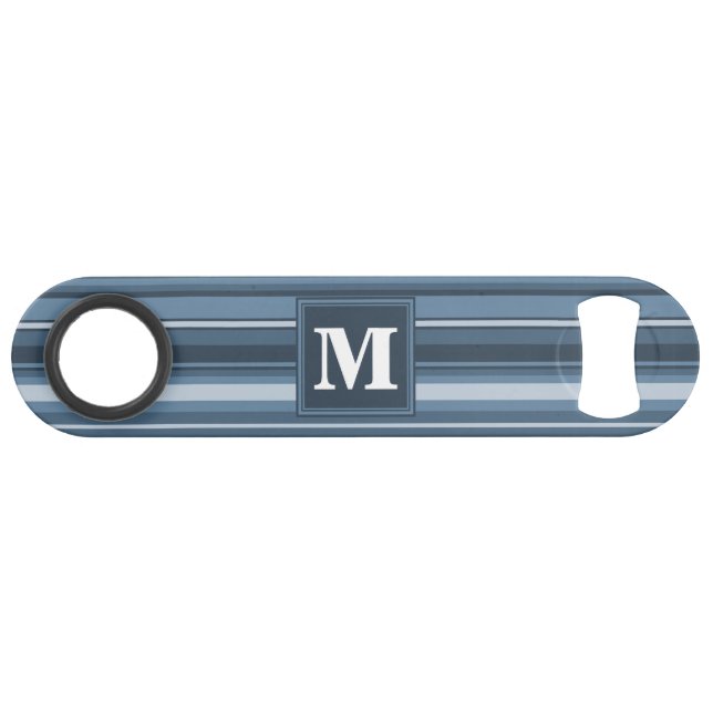 Monogram grey-blue stripes speed bottle opener (Front (Horizontal))