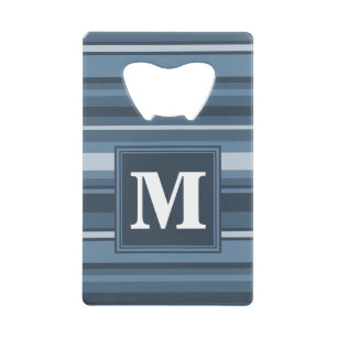 Monogram grey-blue stripes wallet bottle opener