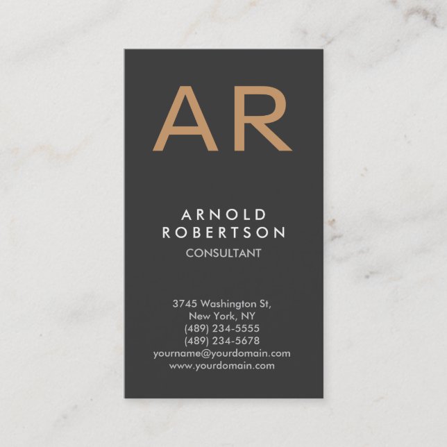 Monogram Grey Carte de visite consultant tendance (Devant)