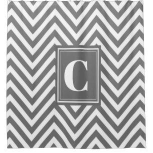 Monogram Grey Chevron Shower Curtain