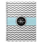 Monogram Grey Chevron Spiral Notebook