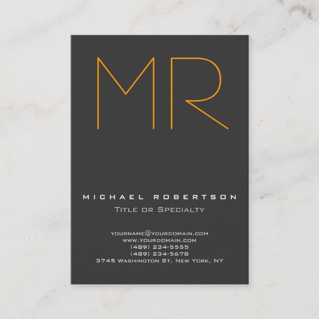 Monogram Grey Chubby Carte de visite tendance (Devant)