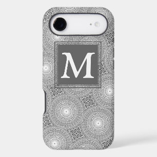 Monogram grey circles pattern