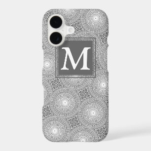 Monogram grey circles pattern