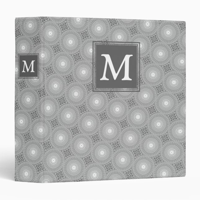 Monogram grey circles pattern binder (Front/Spine)