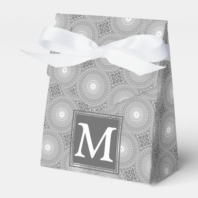 Monogram grey circles pattern favor box (Front Side)