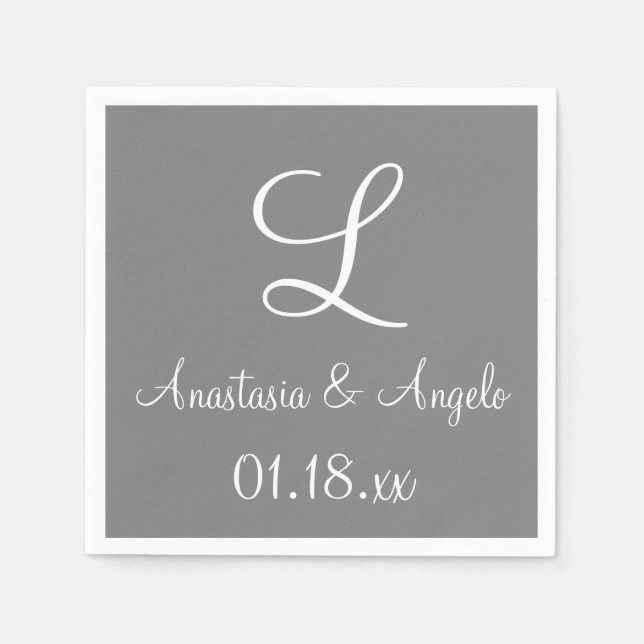 Monogram Grey Cute Colour Design Napkins (Front)