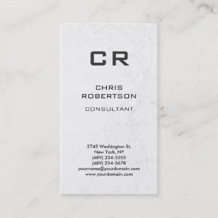 Monogram Grey Damask Pattern Business Card