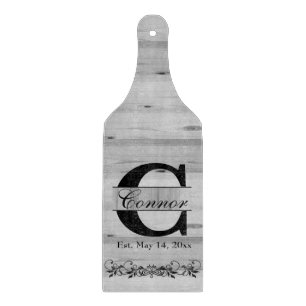 Monogram Grey Faux Butcher Block Wood   DIY Text Cutting Board