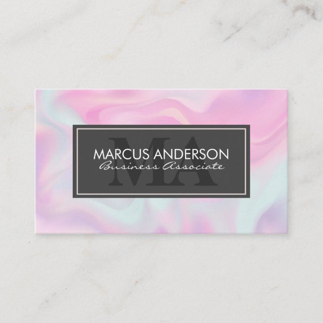 Monogram | Grey Frame | Liquid Blend Background Appointment Card (Front)