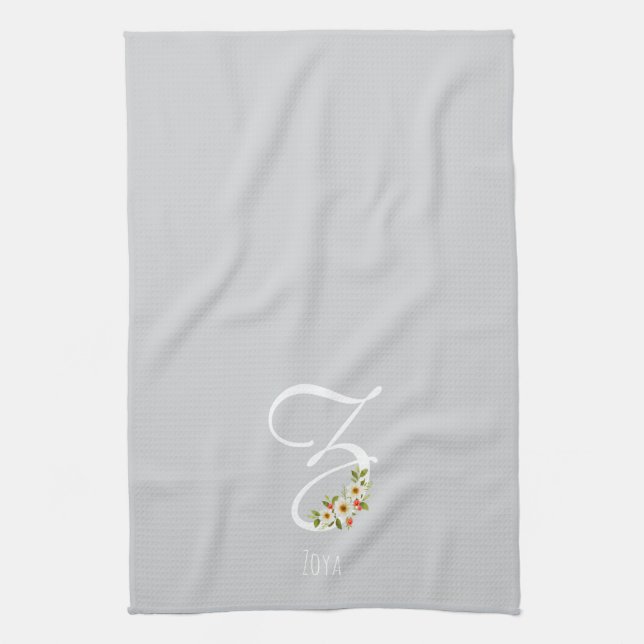 Monogram grey Kitchen Towel Housewarmng gift (Vertical)