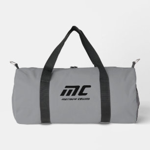 Monogram Grey Minimalist Name Simple for Him Duffle Bag