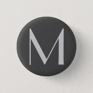 Monogram Grey Modern Add Your Name Initial 1 Inch Round Button