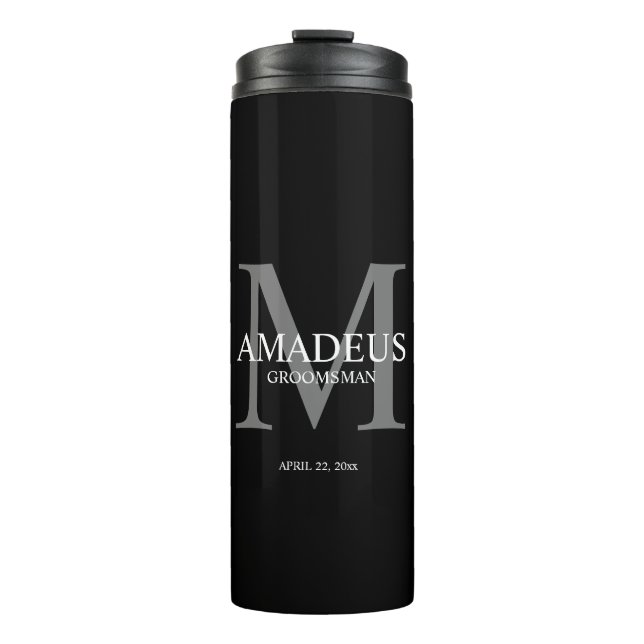 Monogram Grey Named thermal tumbler (Front)
