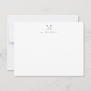 Monogram Grey Silver Simple Classic Elegant Card