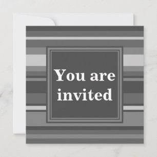 Monogram grey stripes invitation