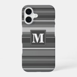 Monogram grey stripes iPhone 16 case