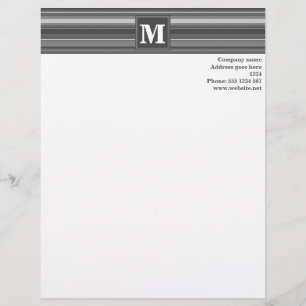 Monogram grey stripes letterhead