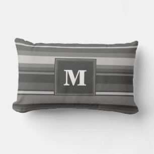 Monogram grey stripes lumbar pillow