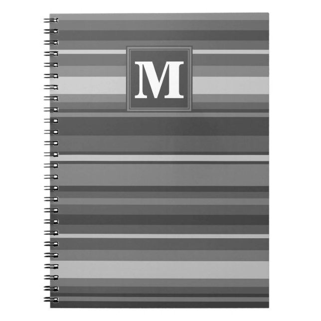 Monogram grey stripes notebook (Front)