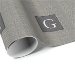 Monogram Grey Tweed Groomsman Bestman Wedding Gift Wrapping Paper<br><div class="desc">Featured here is a monogrammed gift for men featuring a grey / grey glen tweed plaid pattern. This is an ideal thank you bridal party gift for groomsman, groomsmen, father of the bride or groom etc. Add their monogram, initial to create a unique personalized keepsake that he can use and...</div>