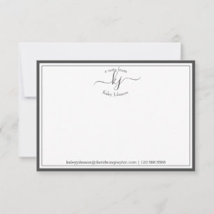 Monogram Grey White From The Desk Of Note Card