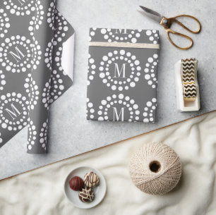 Monogram Grey Wrapping Paper