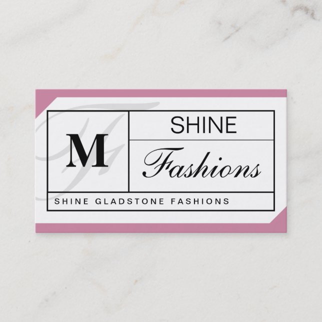 Monogram Grid (flamingo pink) Business Card (Front)