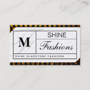 Monogram Grid (gold flake polka dots) Business Card