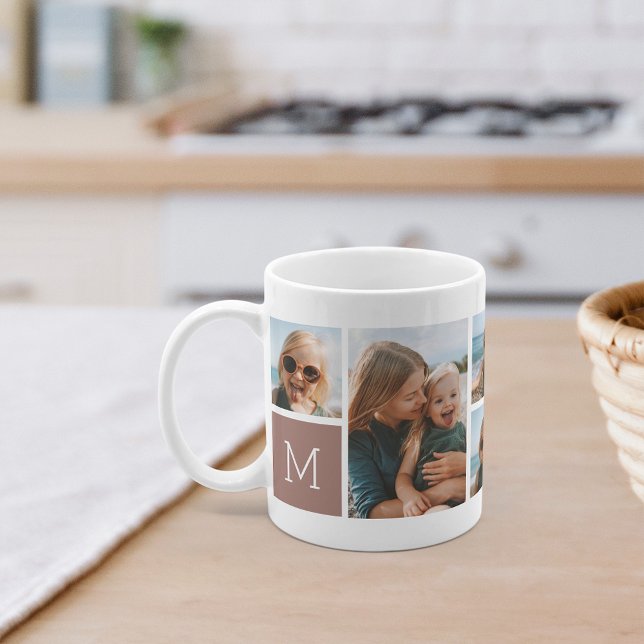 Monogram Grid Photo Collage Coffee Mug (Creator Uploaded)