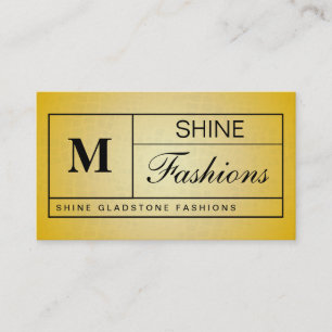 Monogram Grid variation gold shimmer texture Business Card