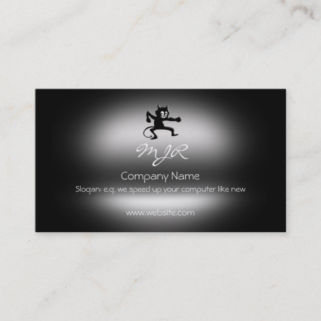 Monogram, Grinning Gremlin Imp, metallic-effect Business Card (Front)
