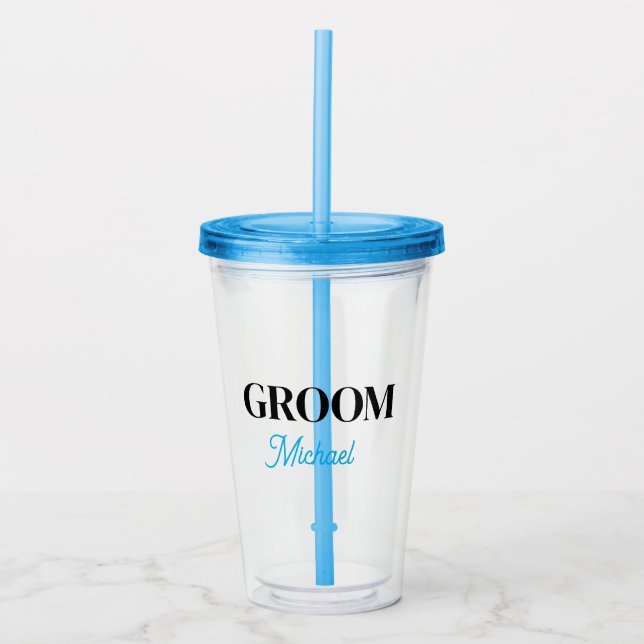 Monogram Groom Name Simple Personalised tumbler (Front)