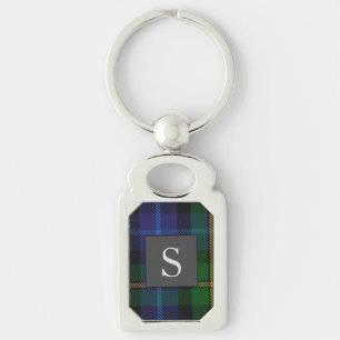 Monogram Groomsman Best Man BlueGreen Smith Tartan Keychain
