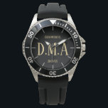 Monogram Groomsman Bestman Father Groom Bride Watch<br><div class="desc">This watch has 3 text fields allows you to add up to three initials for a monogram,  a title (bestman,  groomsman,  ringbearer) and a date of the wedding or other text as desired. Keep the words short to ensure they fit the space.</div>