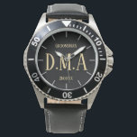 Monogram Groomsman Bestman Father Groom Bride Watch<br><div class="desc">This watch has 3 text fields allows you to add up to three initials for a monogram,  a title (bestman,  groomsman,  ringbearer) and a date of the wedding or other text as desired. Keep the words short to ensure they fit the space.</div>
