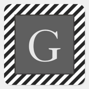 Monogram Groomsmen Best Man Father Groom Stripes Square Sticker