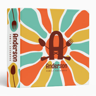 Monogram groovy rays cookbook personalized recipe binder