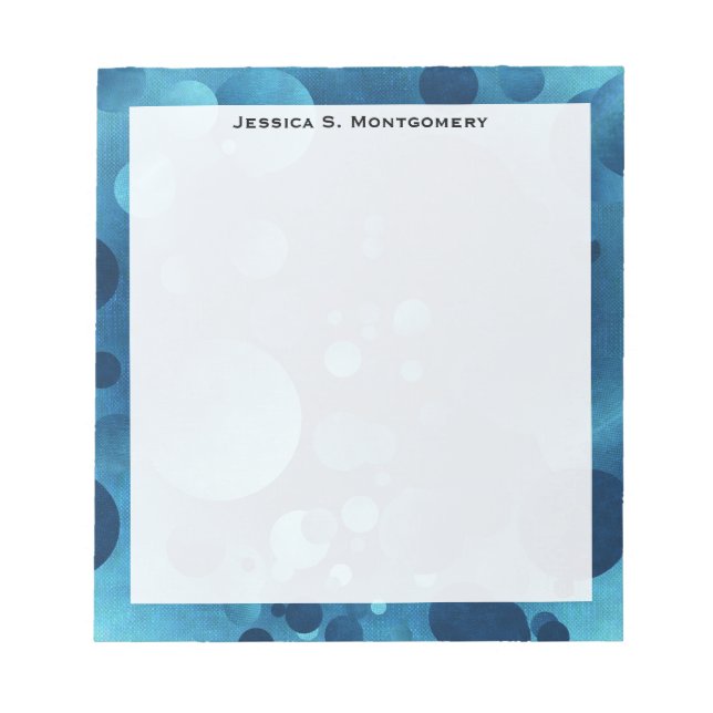 Monogram  Grunge Blue Geometric Circles Notepad (Front)