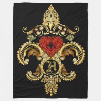 Monogram H CUSTOMIZE To Change Background Colour Fleece Blanket