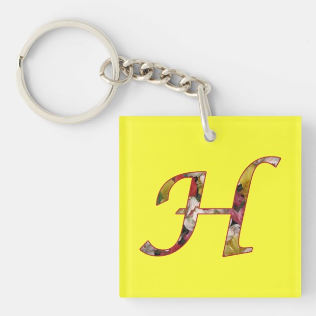 Monogram H Floral Design Keychain (Front)