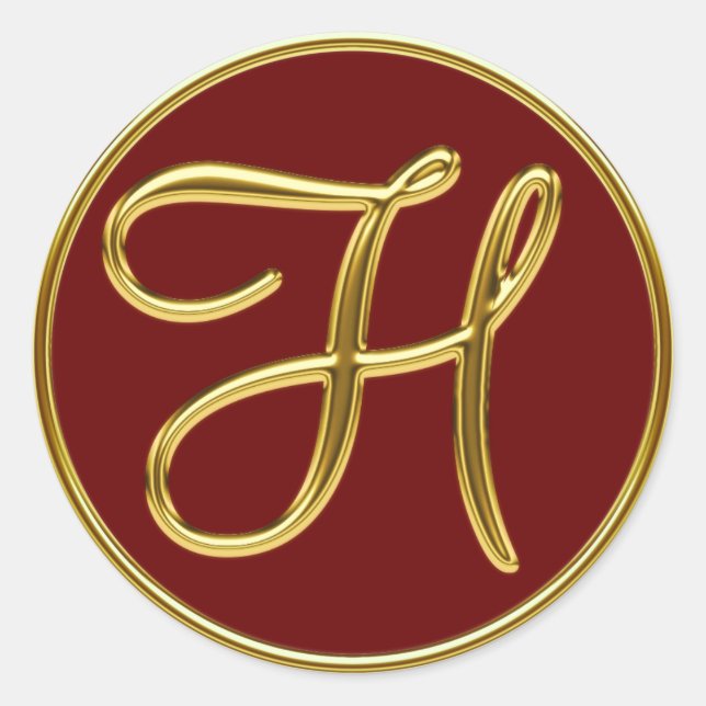 Monogram H in 3D gold Classic Round Sticker (Front)