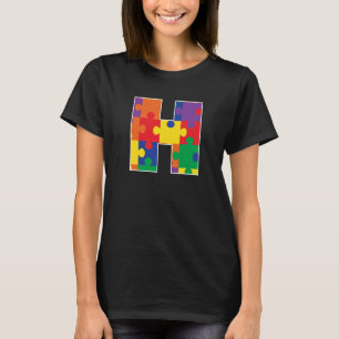 Monogram H in Multi Colour Puzzle Pieces T-Shirt