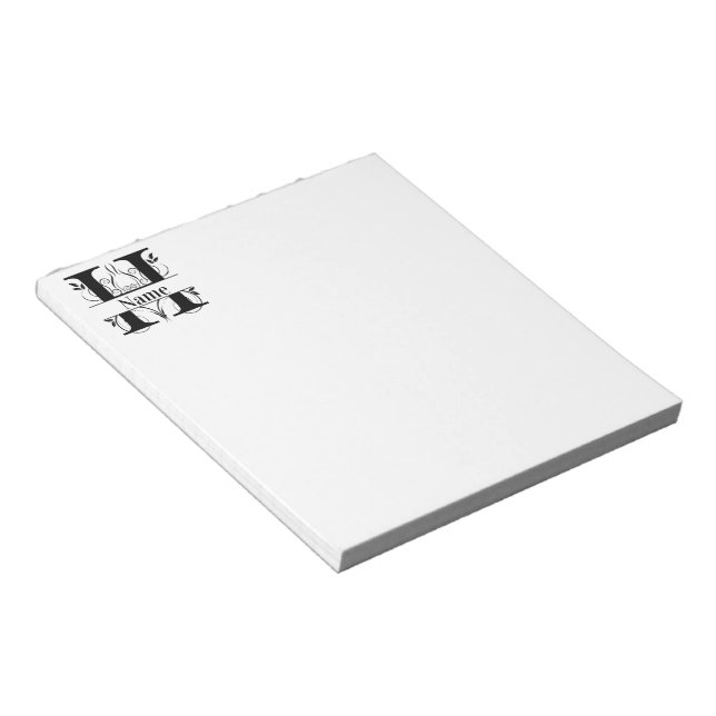 Monogram H Initial Stationary Desk Notepad (Angled)